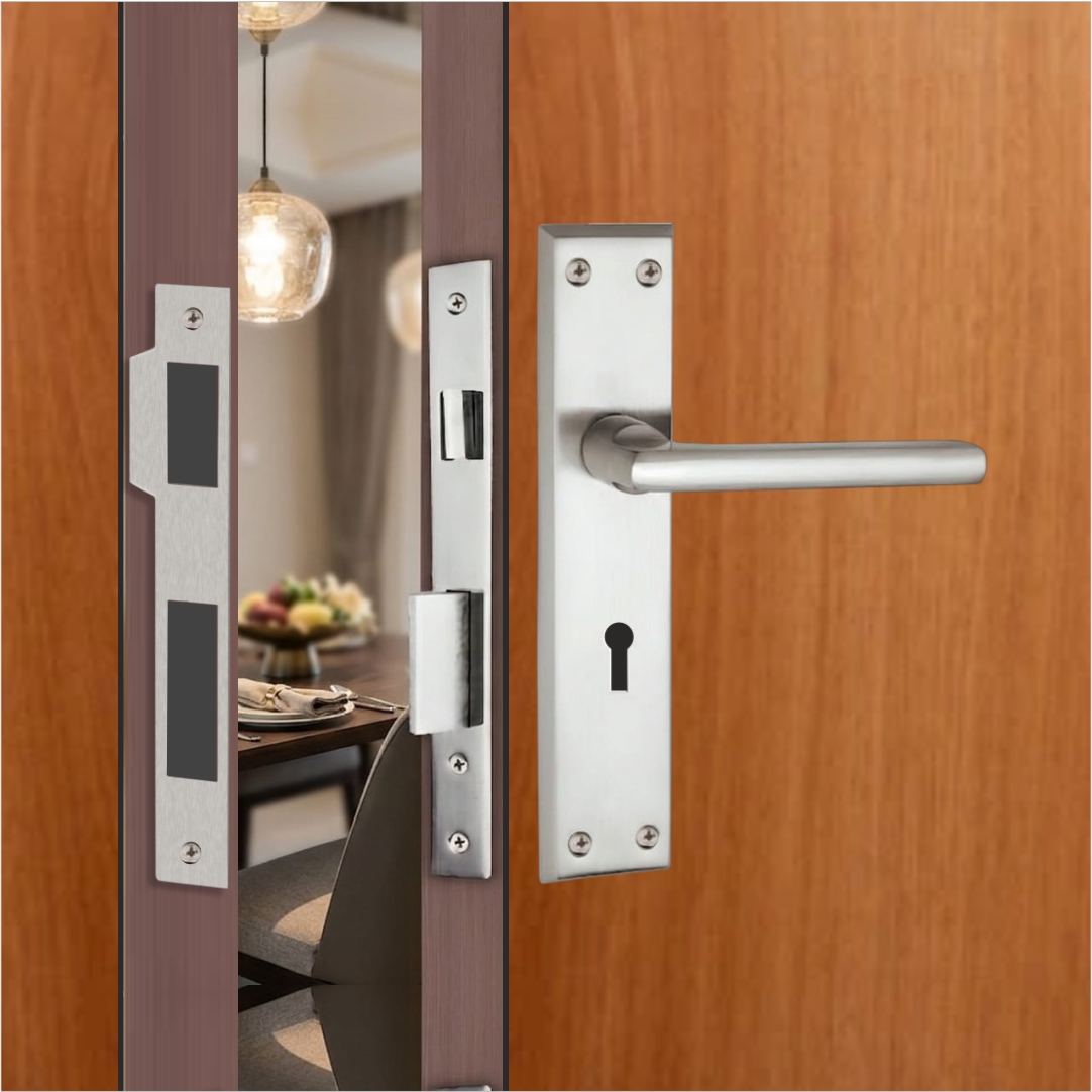 Mortise Lockset Model No. 1159 – Main Door Lock Handle Set | 8"/10″ Plate, Key and Knob Cylinder Lock (60mm) | Mortise Lockset Main Door and Doors 3 Keys, Antique - Image 4